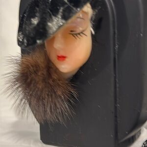 Black Glass Art Deco Perfume Bottle Vintage Atomizer